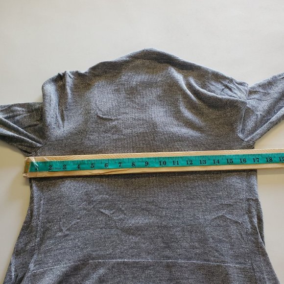 Gray Metallic Knit Cardigan Sweater Women Size S Open Front Stretch Career Cache - Picture 11 of 11